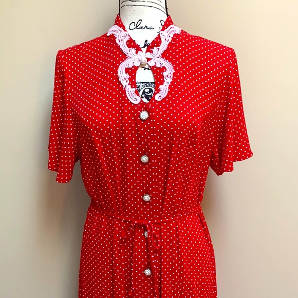 Vintage America Dresses & Skirts - Amazing Vintage Jenny Petites Polka Dot Swing Dress Size 16